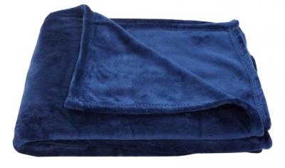HOMEMAISON Plaid microfibre polaire uni bleu - 130x180cm - Bleu