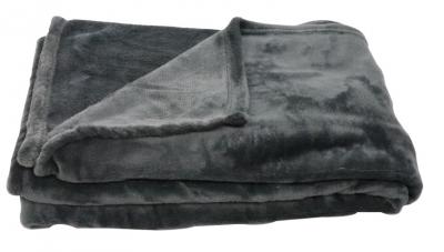 HOMEMAISON  - Plaid microfibre polaire uni gris anthracite - 130x180cm - Gris anthracite