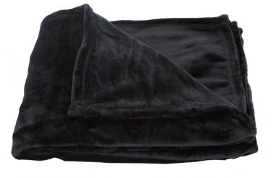 LINDER Plaid coins carr&eacute;s COCOON NOIR 130x180 100%PO 