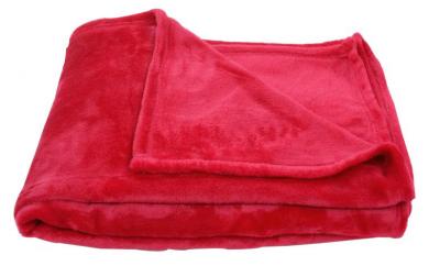 LINDER Plaid coins carr&eacute;s COCOON ROUGE 130x180 100%PO 