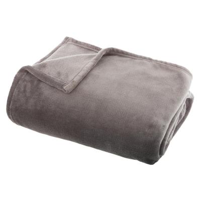 ATMOSPHERA  - Grand Plaid en flanelle uni - 230x180 - Gris
