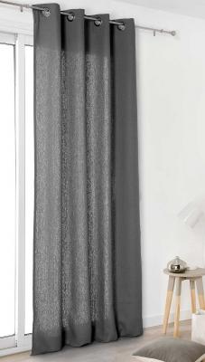 Rideau en lin tamisant &agrave; oeillets - Gris anthracite - 135x260cm