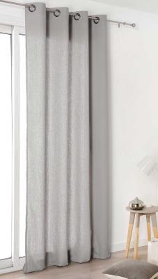 Rideau en lin tamisant &agrave; oeillets - Gris clair - 135x260cm