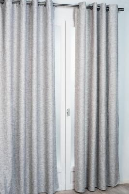Rideau d'ameublement aspect laine chin&eacute;e Gris 140 x 260 cm - Gris
