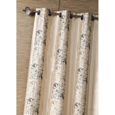 Rideau d'ameublement shantung brod&eacute; motif &eacute;thnique - Beige - 140 x 260cm