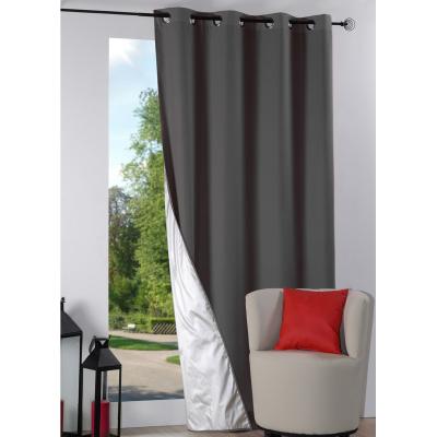 Rideau isolant &agrave; oeillets doubl&eacute; - Anthracite - 135 x 240 cm