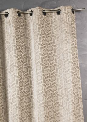 Rideau jacquard &agrave; imprim&eacute;s design Beige 140 x 260 cm - Beige
