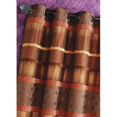 Rideau Jacquard Pois et Rayures Moka 140 x 260cm - Moka