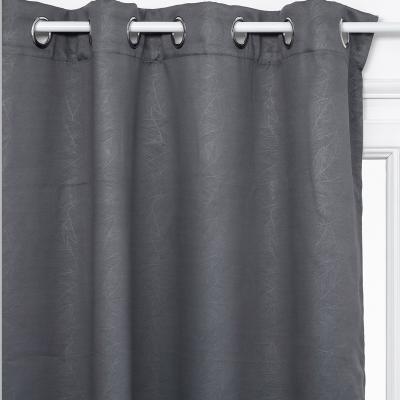 Rideau Occultant Gris Fonc&eacute; Feuille en relief 140 x 260 cm