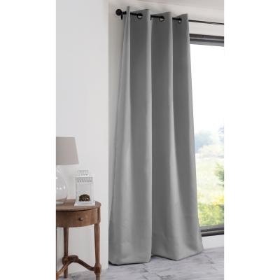 Rideau occultant &agrave; &oelig;illets uni polyester NOTTE gris 135X250CM
