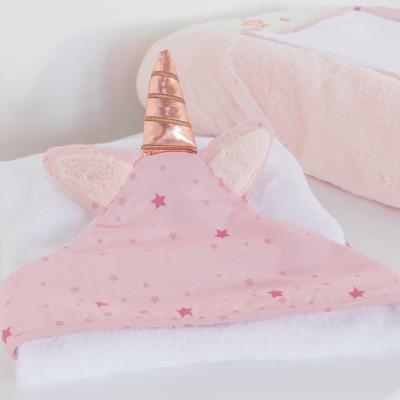 DOMIVA Sortie de bain avec gant Jolly - Rose/Ecru - 75 x 75 cm