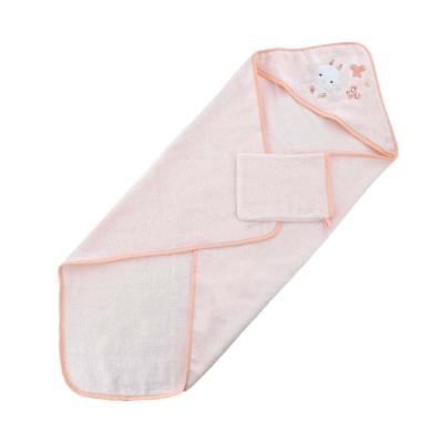 DOMIVA Sortie de bain et gant enfant Lapinou coton Rose 75x75