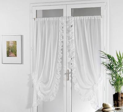 Voilage Bonne Femme en Tergal et Lin Blanc 95 x 210 cm - Blanc