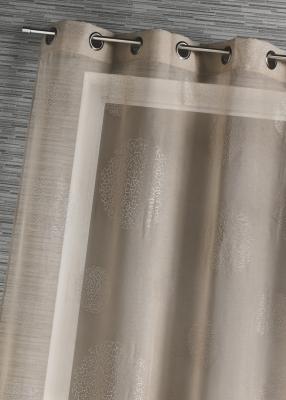 Voilage motif rond impression magn&eacute;tique Taupe 140x240 cm