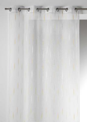 Voilage en Etamine Jacquard Traits Fins - Jaune - 140 x 260 cm