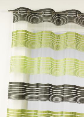 Voilage en organza &agrave; fines rayures horizontales - Bambou - 140 x 240 cm
