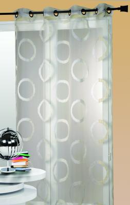 Voilage en organza jacquard ronds - Ivoire - 140 x 240 cm