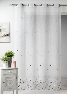 Voilage Etamine brod&eacute;e avec bas festonn&eacute; Lin 140 x 240 cm - Lin