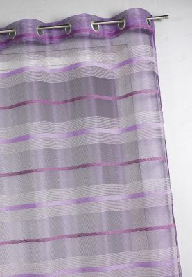 Voilage color&eacute; rayures horizontales Violet 140x240 cm