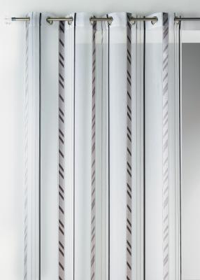 Voilage fantaisie en organza &agrave; rayures verticales Gris 140 x 260 cm