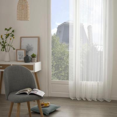 HomeMaison Voilage Fin Uni &agrave; Oeillets, Polyester, Blanc, 240x135 cm