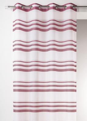 Voilage moderne en Etamine &agrave; Rayures Horizontales - Bois de Rose - 140 x 240 cm