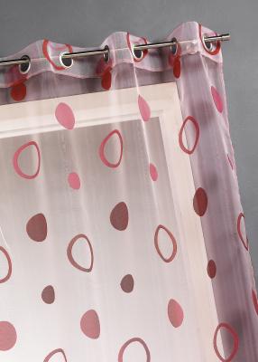 Voilage organza jacquard aux motifs cercles - Piment - 140 x 240 cm