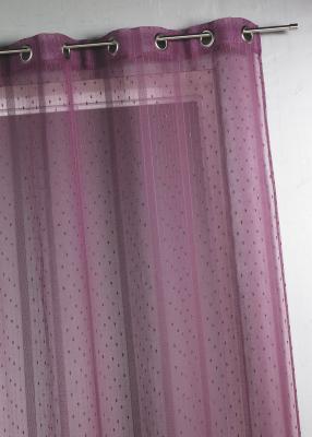 Voilage tiss&eacute; et filet&eacute; Prune 300 x 240 cm - Prune