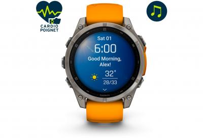 GARMIN Montre connect&eacute;e  Fenix 8 AMOLED Sapphire 47 mm Orange