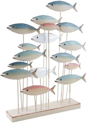 Aubry Gaspard - Banc de poissons en m&eacute;tal sur pied