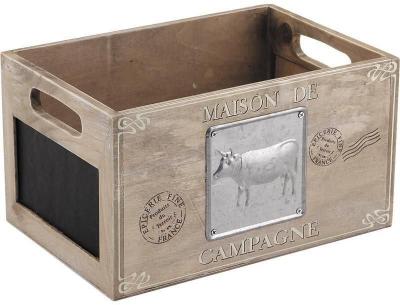  Caisse en bois et m&eacute;tal maison de campagne 27 x 17 x 14 cm