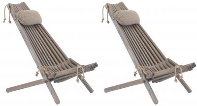 ECOFURN  - Chilienne en bois EcoChair avec coussin (Lot de 2) Pin gris