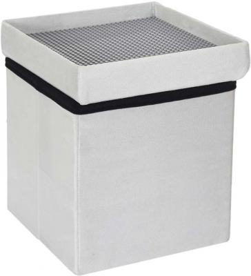 THE HOME DECO KIDS Coffre pouf pliable compatible briques de construction Gris Clair