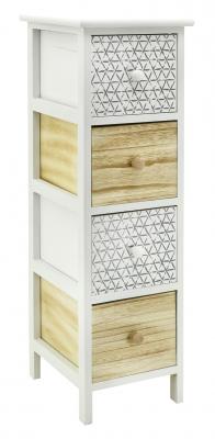 Commode 4 tiroirs en bois teint&eacute; blanc et naturel 4 tiroirs 