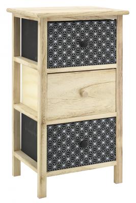 Aubry Gaspard - Commode en bois teint&eacute; noir et naturel 3 tiroirs