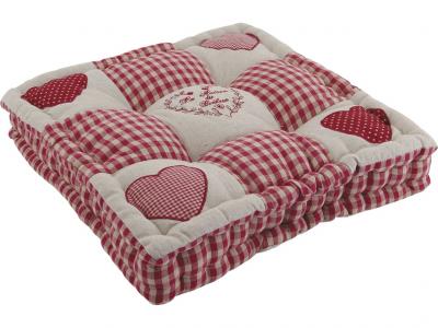 AUBRY GASPARD  - Coussin rouge motifs coeurs
