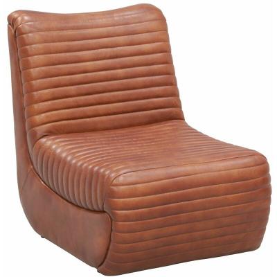 AUBRY GASPARD  - Fauteuil bas en cuir de buffle marron