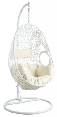 RSD DISTRIB Aubry Gaspard - Fauteuil oeuf blanc en polyr&eacute;sine sur pied