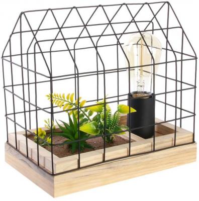 THE HOME DECO FACTORY  - L&aacute;mpara de Mesa con Planta Artificial en Jaula