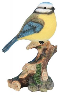 RIVIERA Statue de jardin m&eacute;sange sur sa branche en r&eacute;sine 15 cm