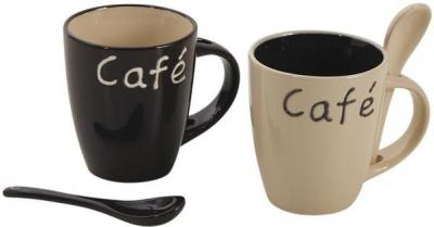 AUBRY GASPARD Mug &agrave; caf&eacute; en gr&egrave;s 180 ml (lot de 2).-  &Oslash; 7 x H 8 cm