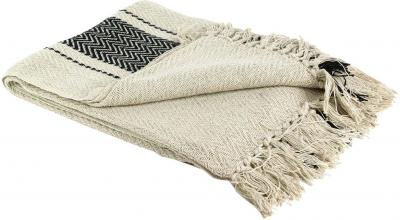  Home Deco Factory - Plaid berb&egrave;re &agrave; rayure &eacute;cru/noir - 150x120 cm