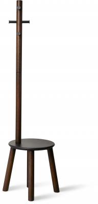 Porte-manteau et tabouret en bois et m&eacute;tal noirs Pillar Stool - Umbra