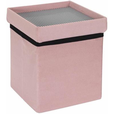 THE HOME DECO KIDS Pouf coffre pour enfant compatible briques de construction Rose