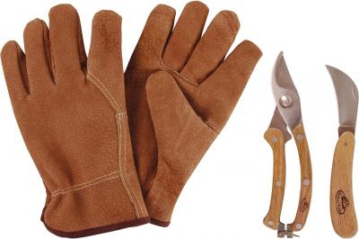 ESSCHERT DESIGN Set d'outils pour tailler avec gant en cuir