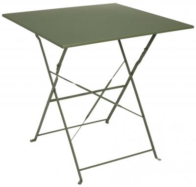 THE HOME DECO FACTORY  - Table de jardin pliante en m&eacute;tal Palerme kaki