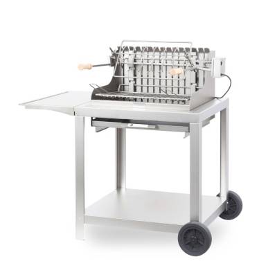 LE MARQUIER Barbecue &agrave; charbon  Exclusive Mendy + Chariot - Inox - Inox