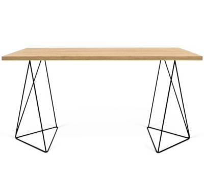 Tema home Bureau L.140 cm Flow pieds tr&eacute;teaux m&eacute;tal - Ch&ecirc;ne/ Noir