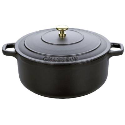 CHASSEUR Cocotte ronde en fonte &eacute;maill&eacute;e 18cm noire sublime  puc471801