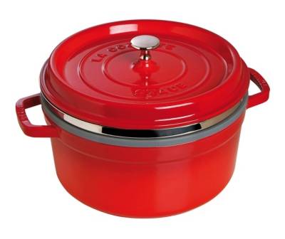 STAUB  1133806 cocotte rond avec cuit-vapeur cerise 26 cm
